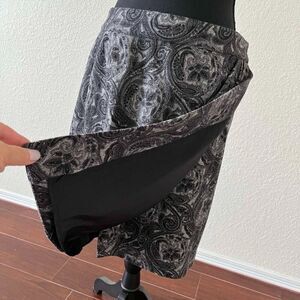 Talbots Gray Black Paisley Wrap Skirt Wool Blend Lined 6 Petite Excellent